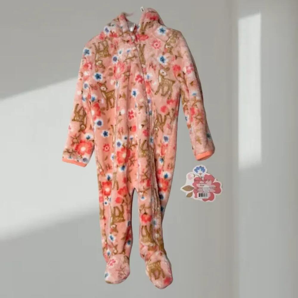 NWT Little Beginnings Hooded Fleece Footed Sleeper (6–9 Months)